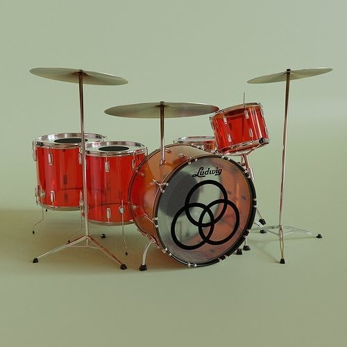 Drum set with logo of olympics 3D model