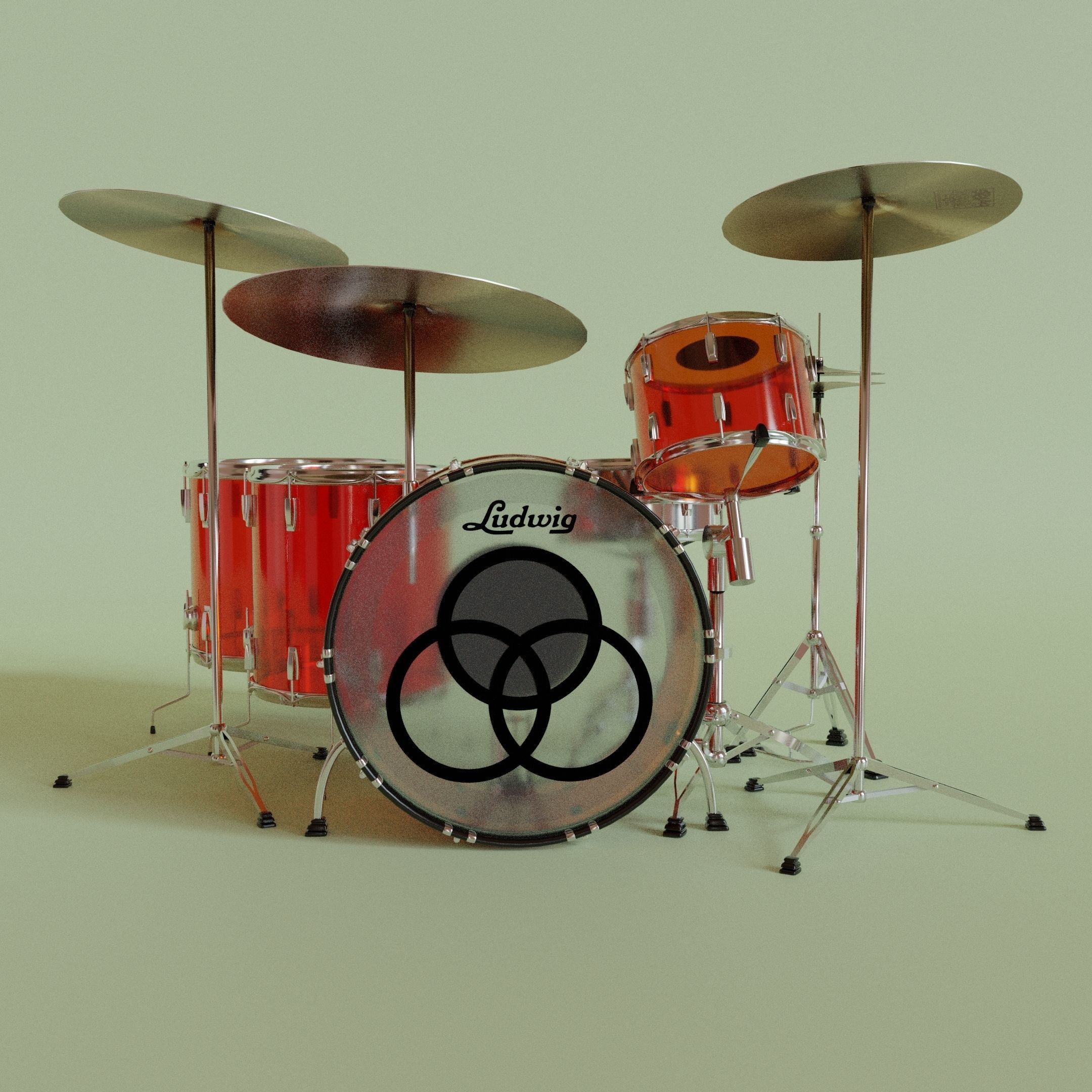 Drum set with logo of olympics 3D model_4