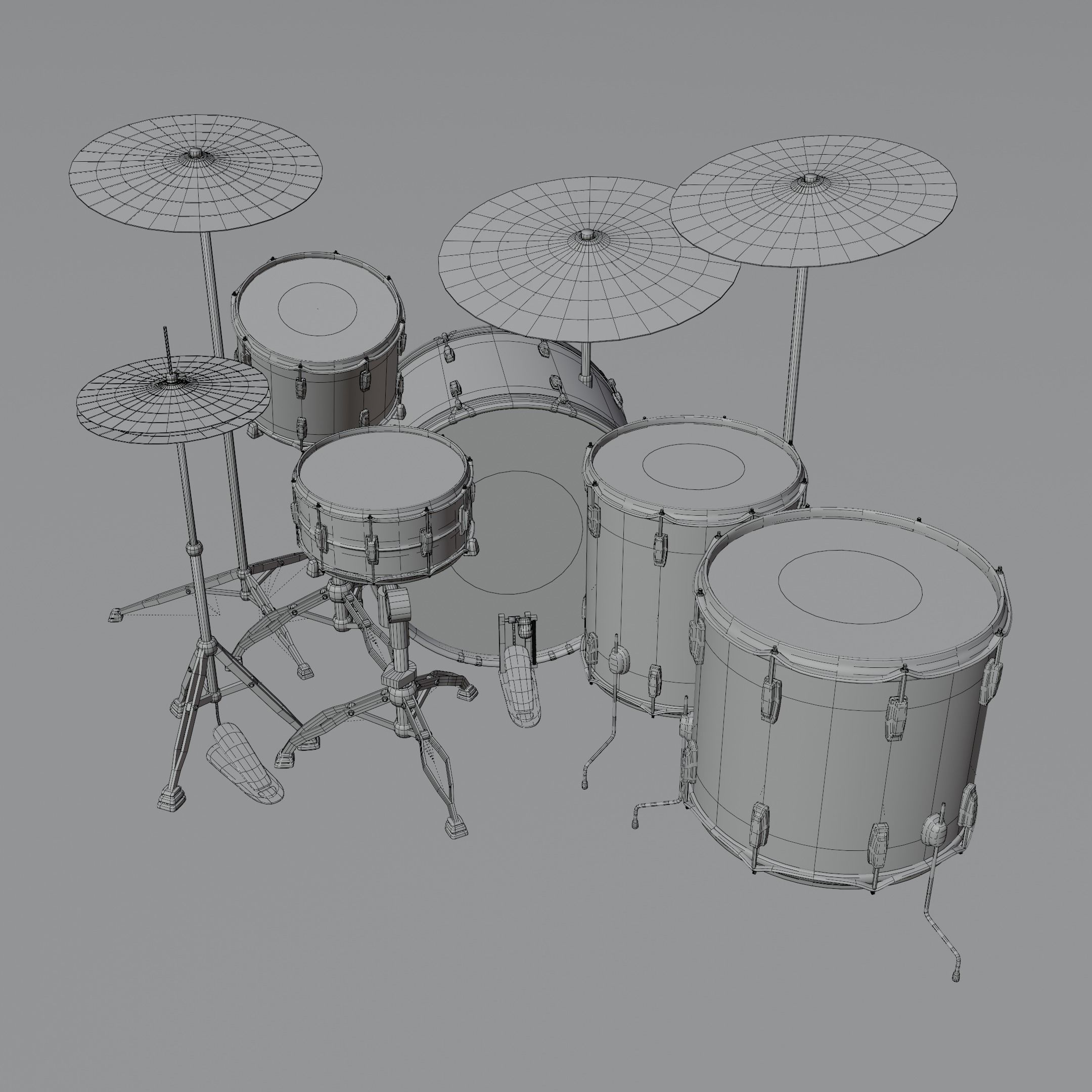 Drum set with logo of olympics 3D model_3