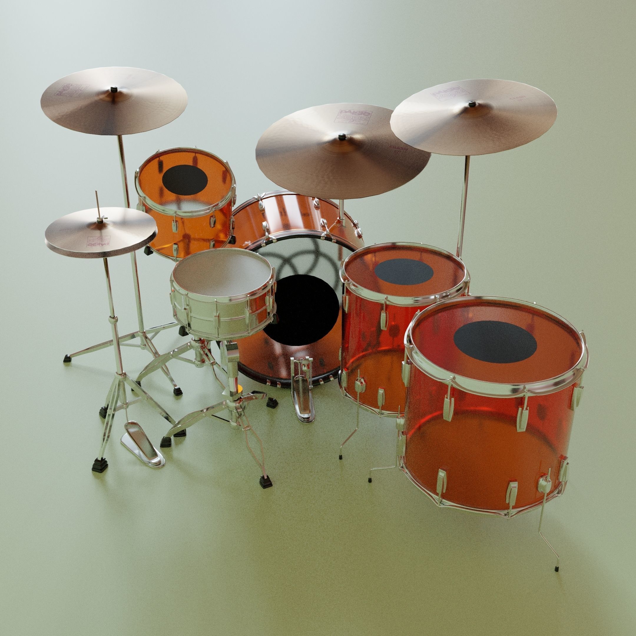 Drum set with logo of olympics 3D model_2