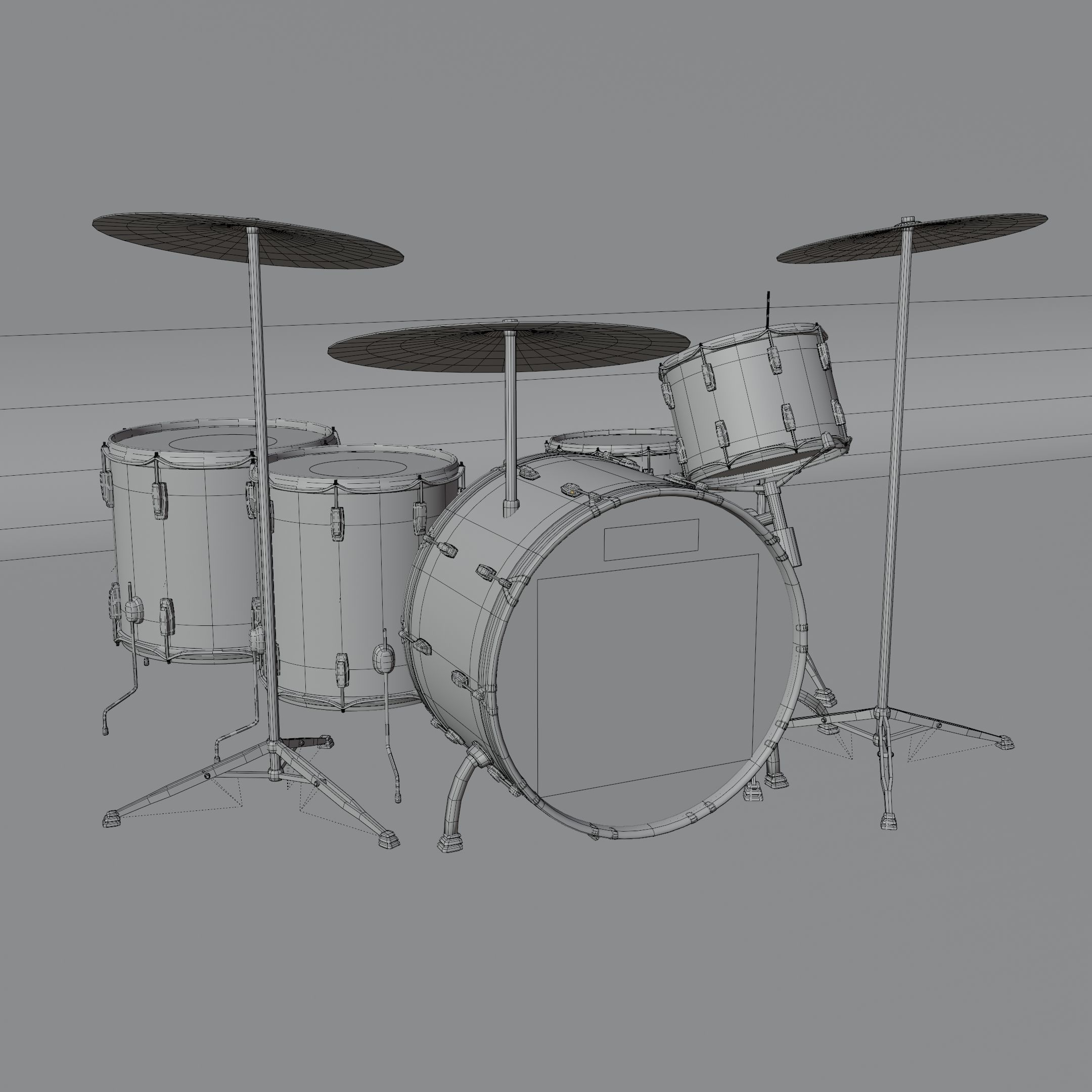 Drum set with logo of olympics 3D model_1