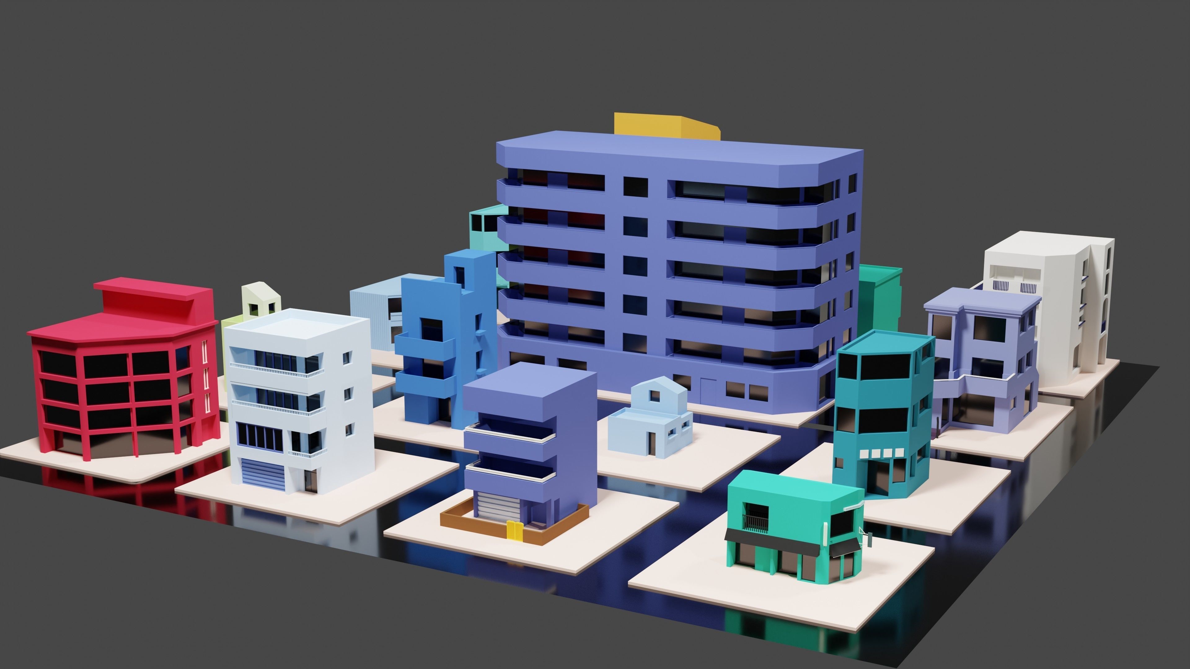 3D model Low poly simple Japanese style buildings VR / AR / low-poly ...