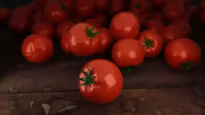 tomato realistic model tomatoes on wooden table 3D model