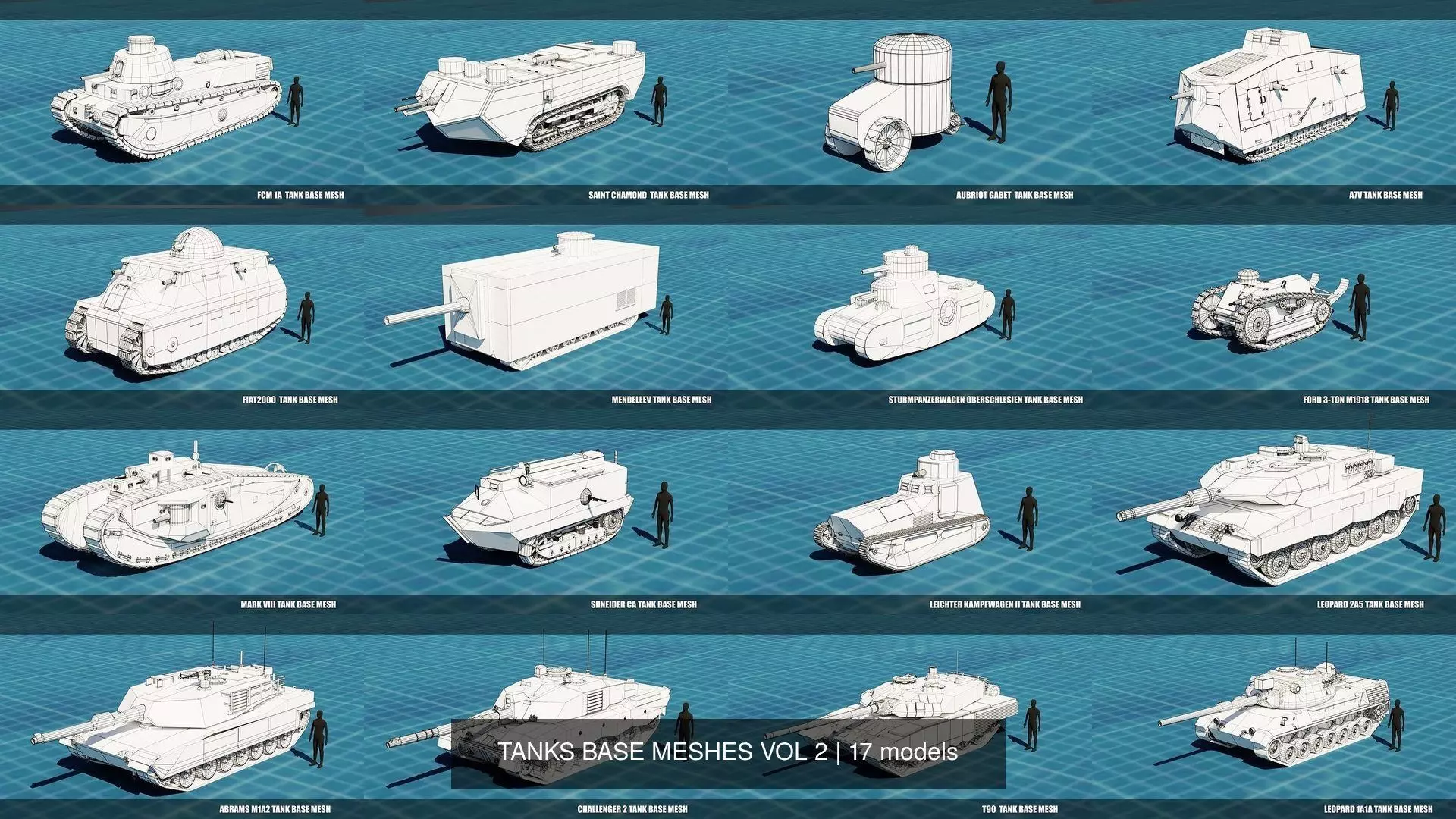 20 TANKS BASE MESHES VOL 2 3D Model Collection_0