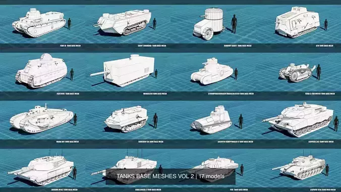 20 TANKS BASE MESHES VOL 2 3D Model Collection