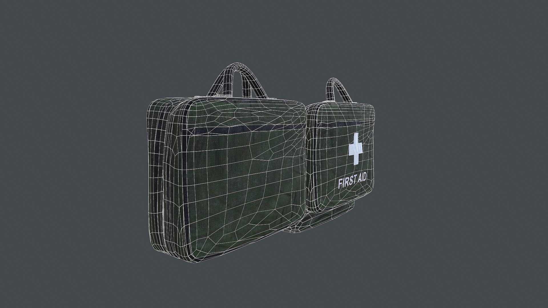 Military First Aid Kit Bag Low-poly 3D model_4