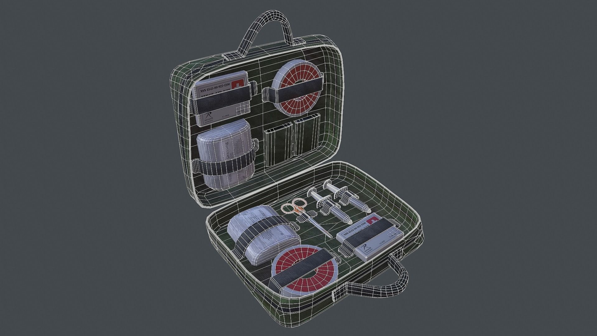 Military First Aid Kit Bag Low-poly 3D model_5