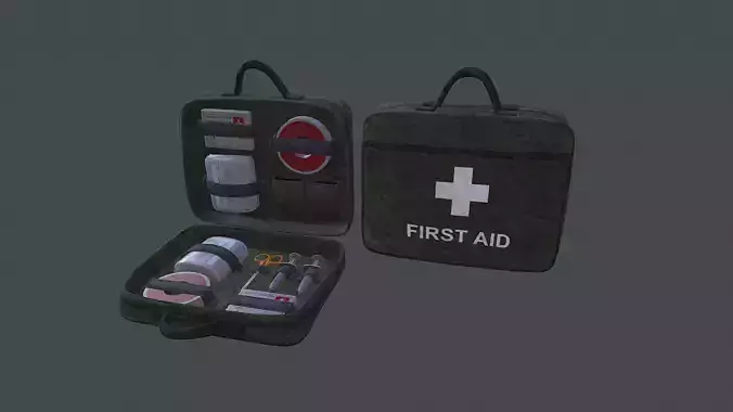 Military First Aid Kit Bag Low-poly 3D model