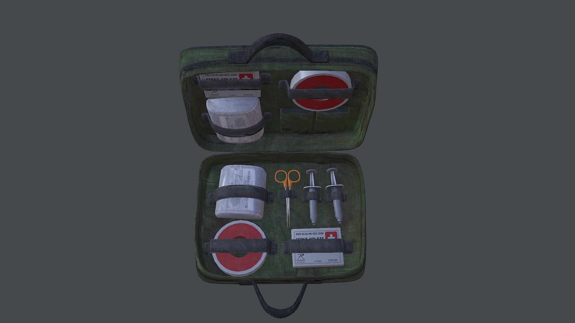 Military First Aid Kit Bag Low-poly 3D model_6