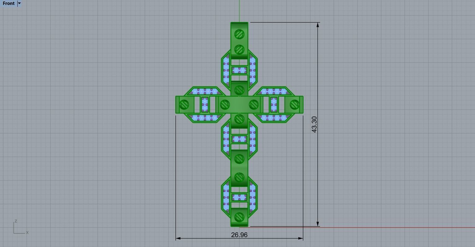 Pendant Cross with Diamonds N19 3D print model_4
