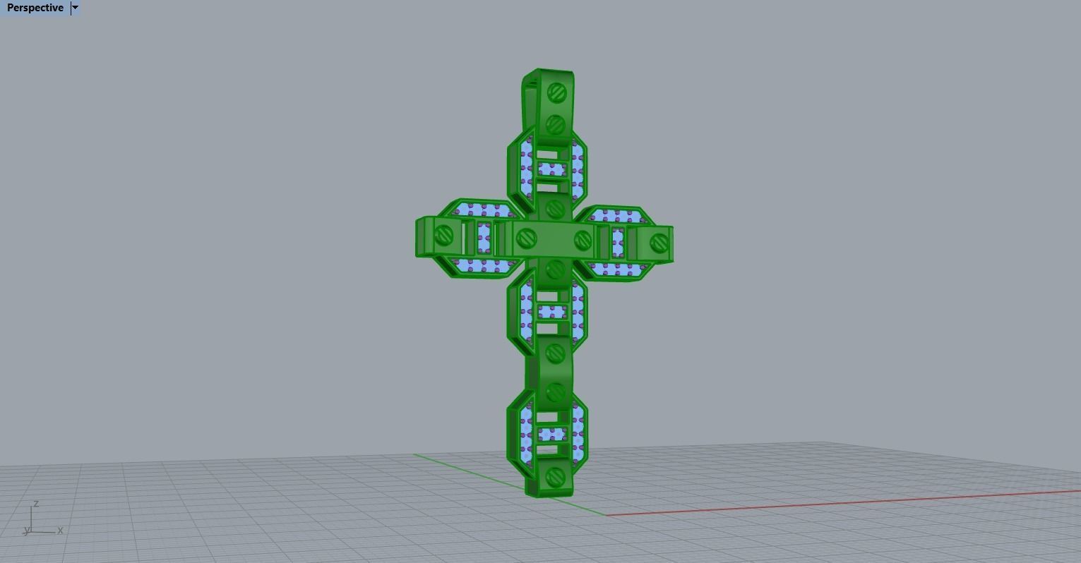 Pendant Cross with Diamonds N19 3D print model_25