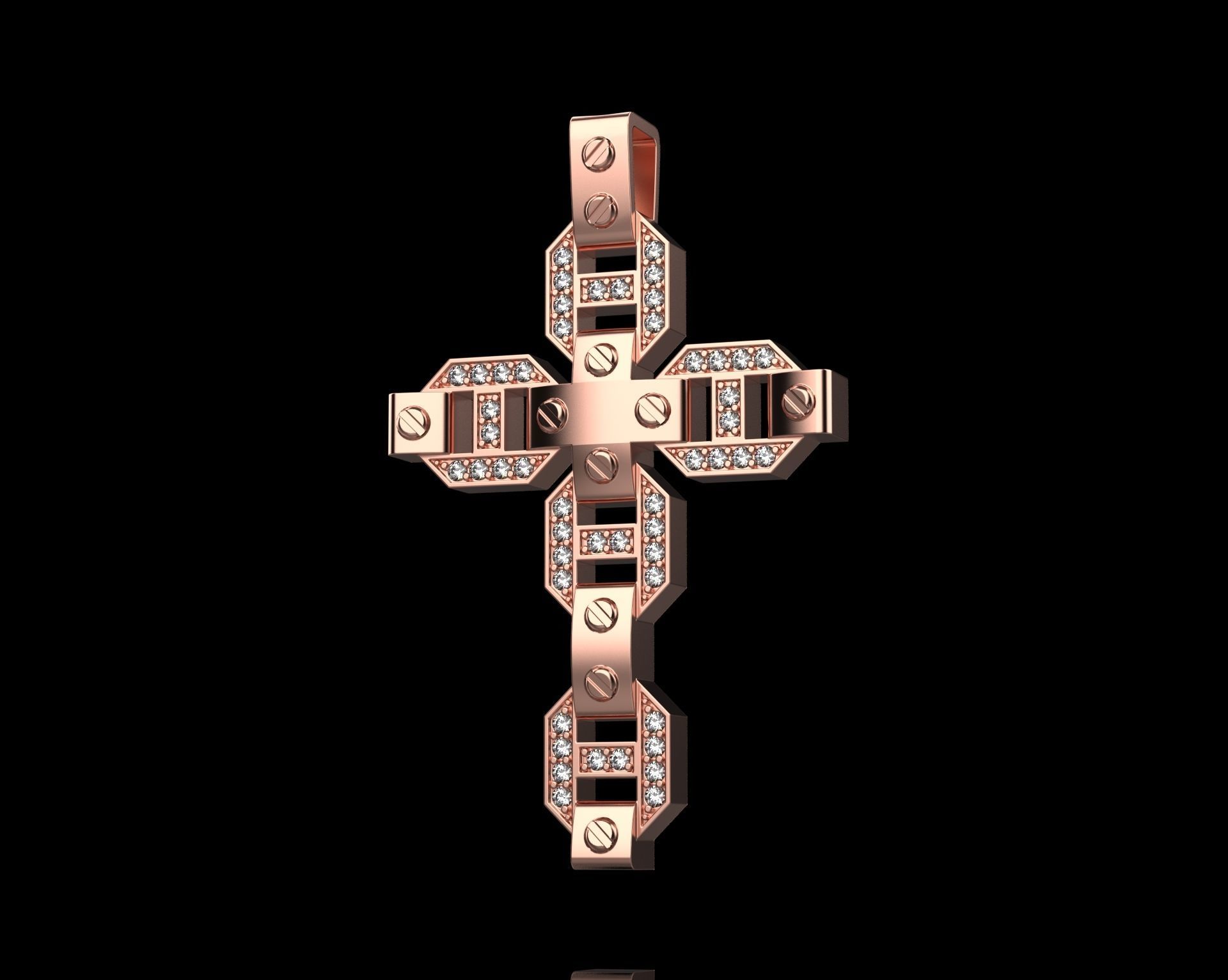 Pendant Cross with Diamonds N19 3D print model_19