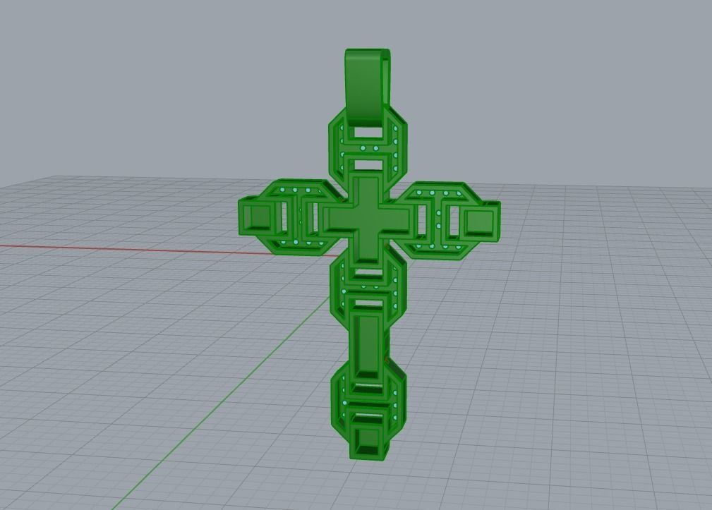 Pendant Cross with Diamonds N19 3D print model_22