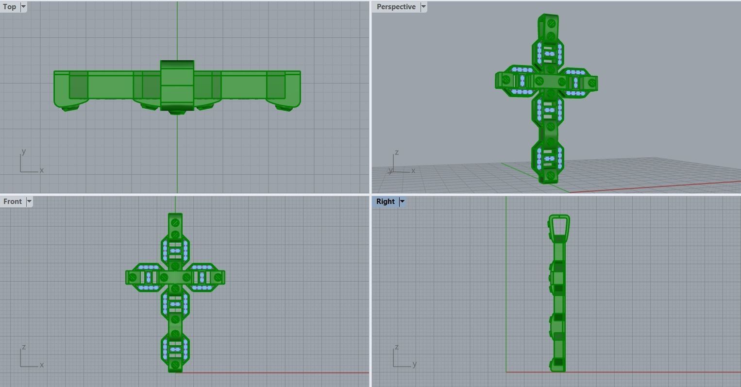Pendant Cross with Diamonds N19 3D print model_26