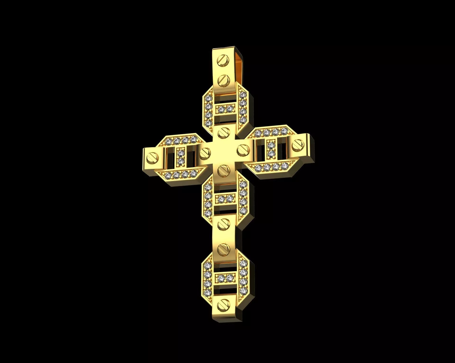 Pendant Cross with Diamonds N19 3D print model_0