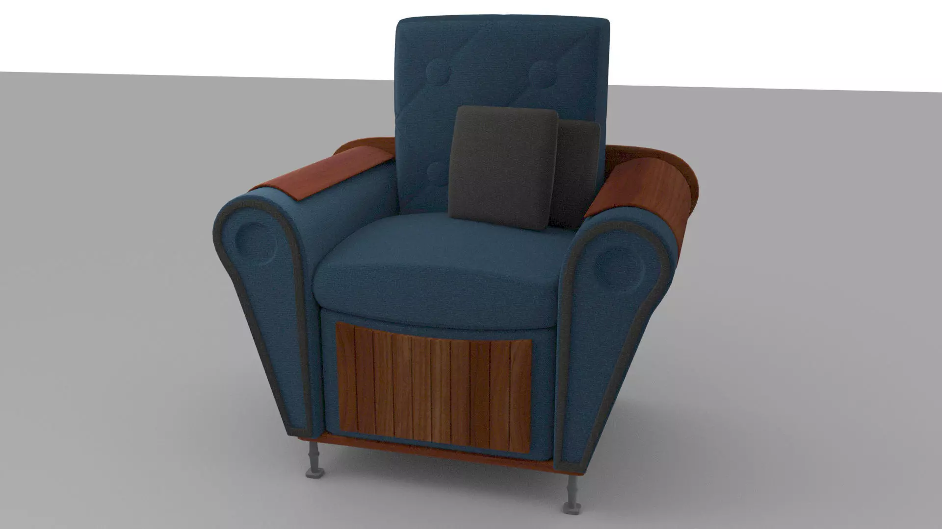 Fabric Armchair Wood Chair Sofa Pillow 001 Free 3D model
