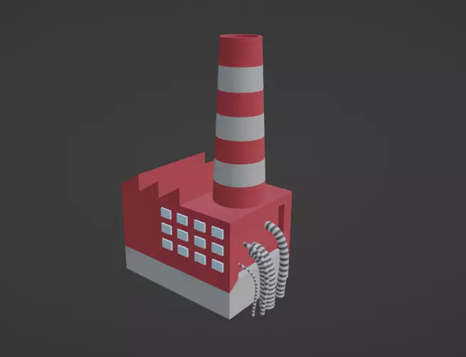 Low-poly factory - cartoon-ish Free low-poly 3D model