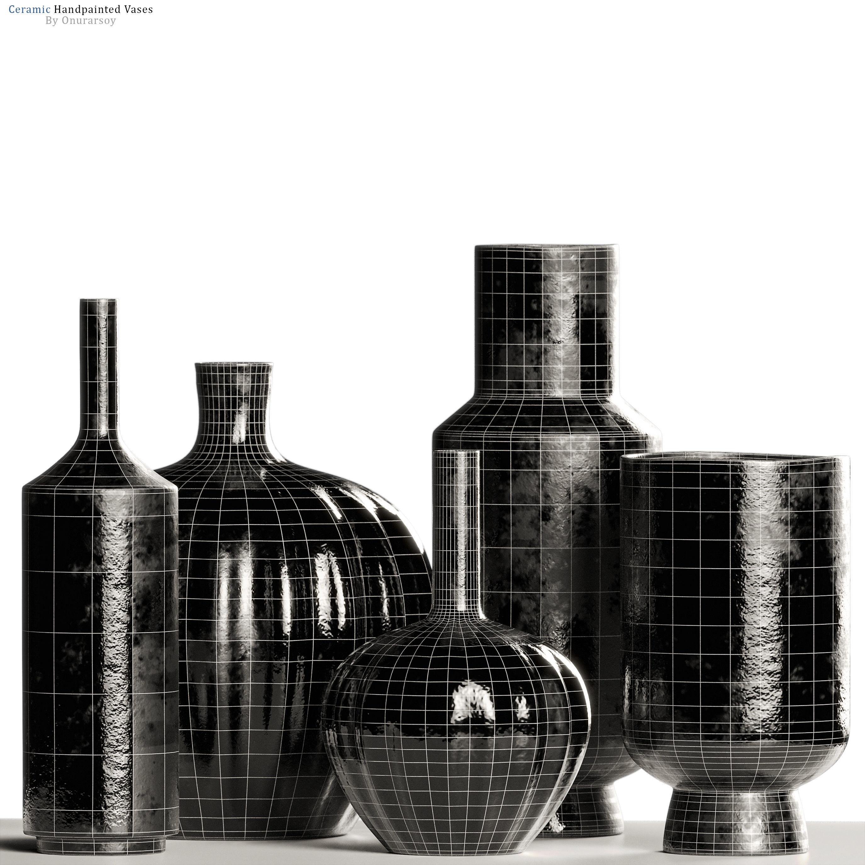 Tunise Blue and White Vases 3D model_2