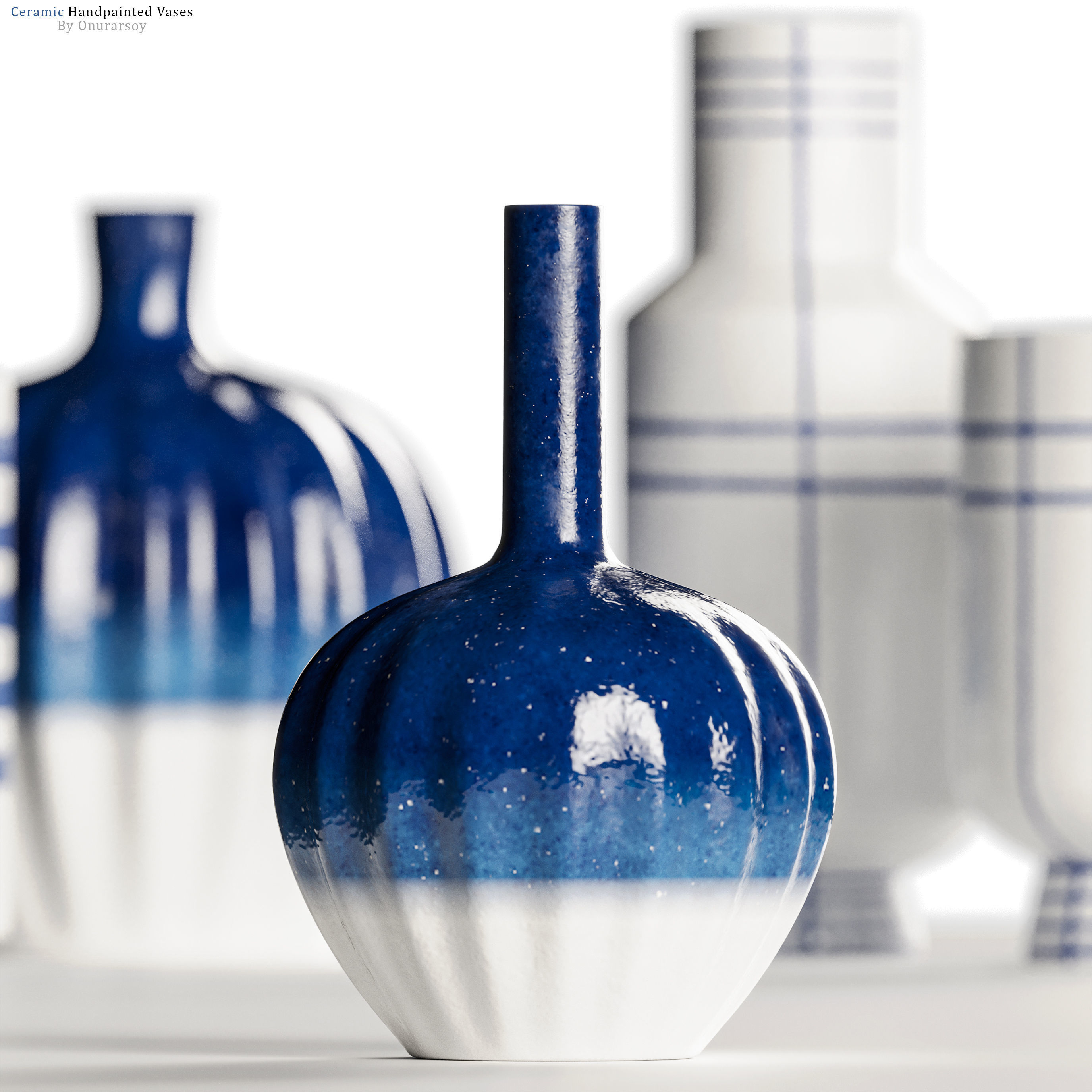 Tunise Blue and White Vases 3D model_1