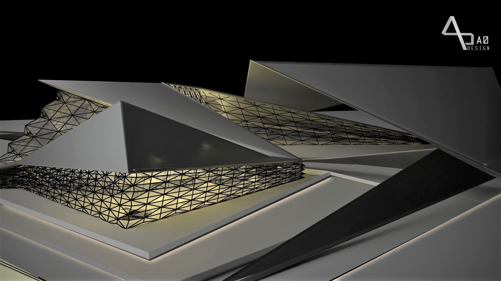 space frame  exterior archetecture 3D model_2