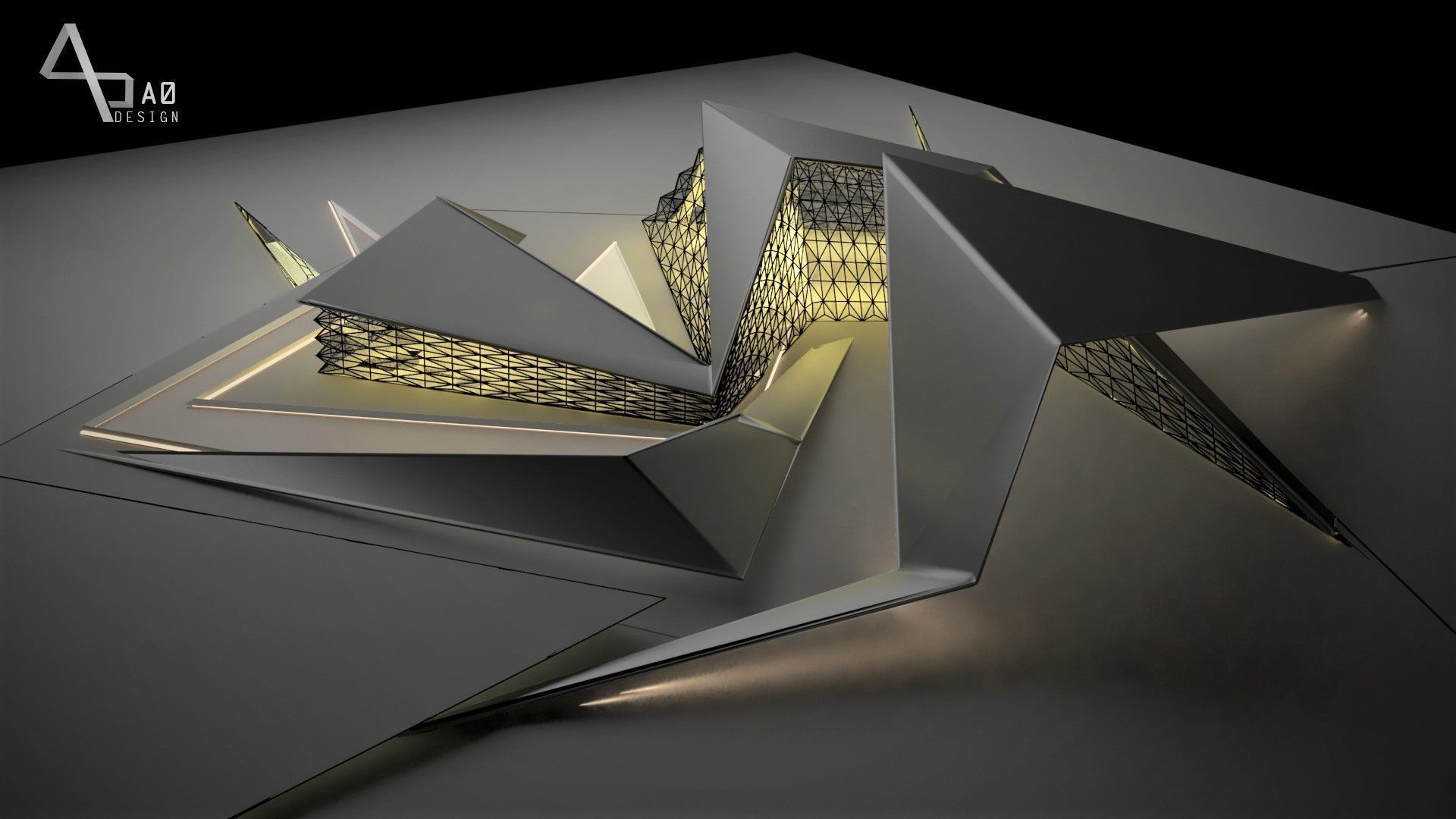 space frame  exterior archetecture 3D model_1