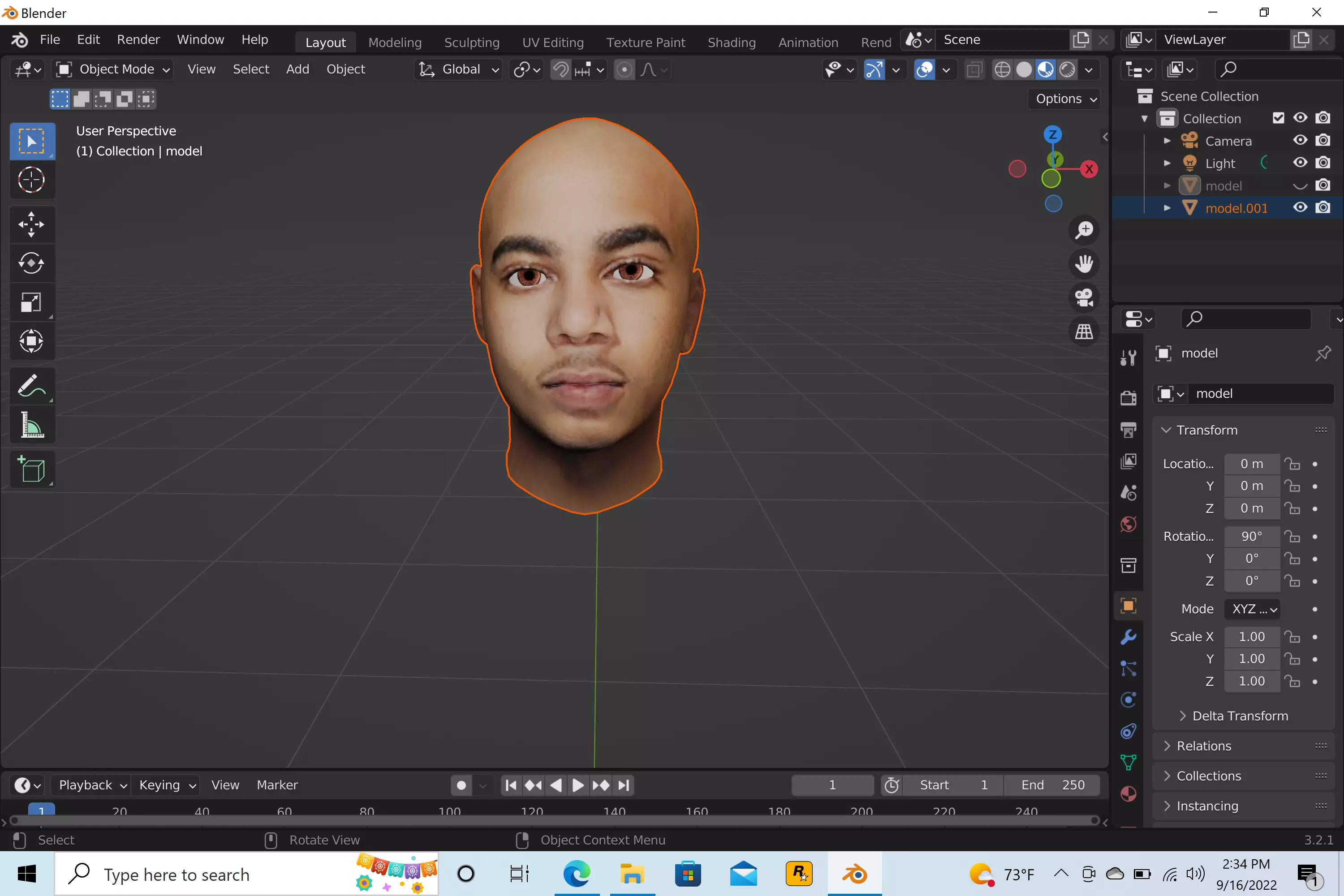 ybn nahmir head 3D model_0