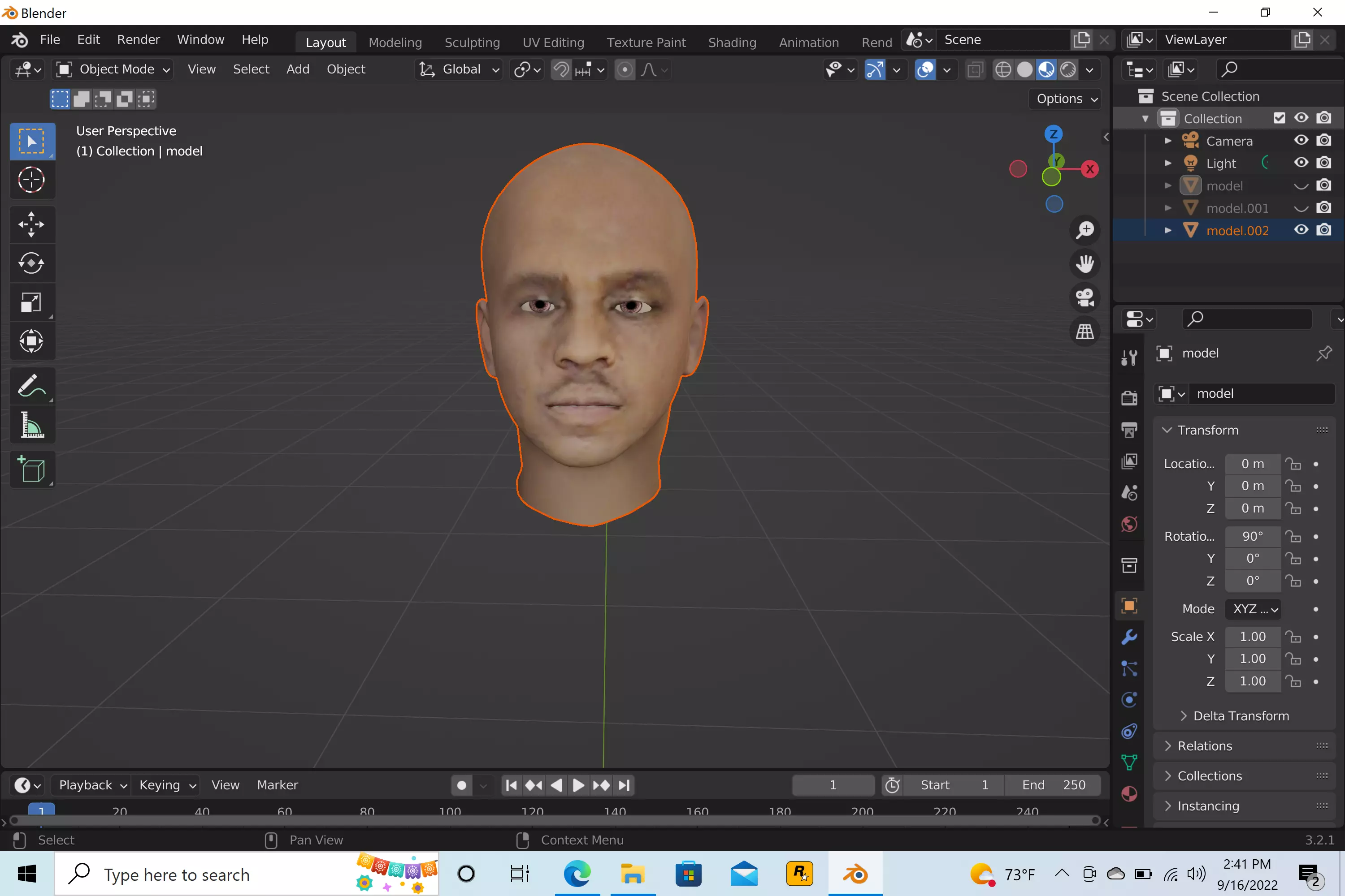 chief keef head obj 3D model_0