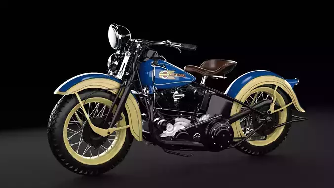 Harley Davidson Knucklehead EL 1936 Motorcycle  Low-poly 3D model