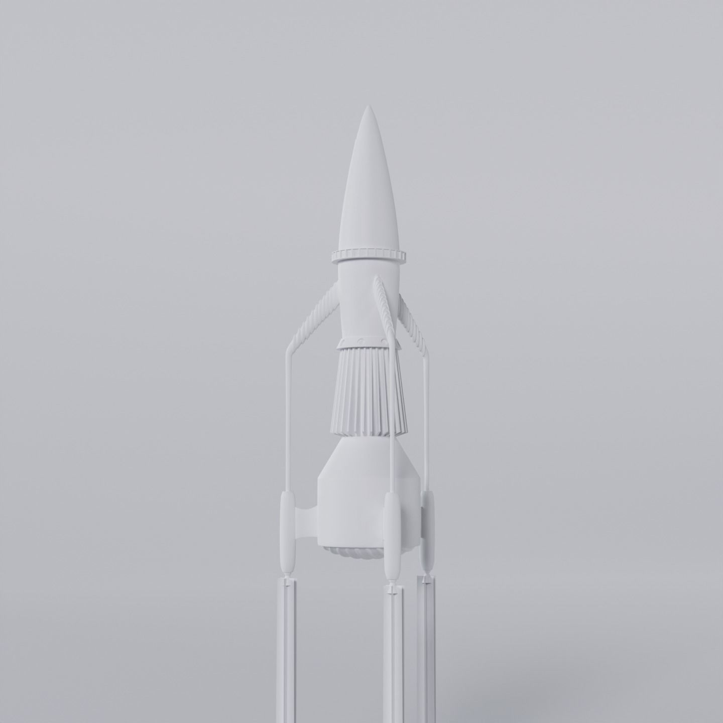 Thunderbird 3 space rocket with two propellers 3D model_3