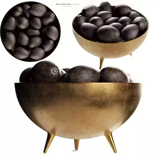 Picardy Brass  Bowl Centerpiece with Avocados