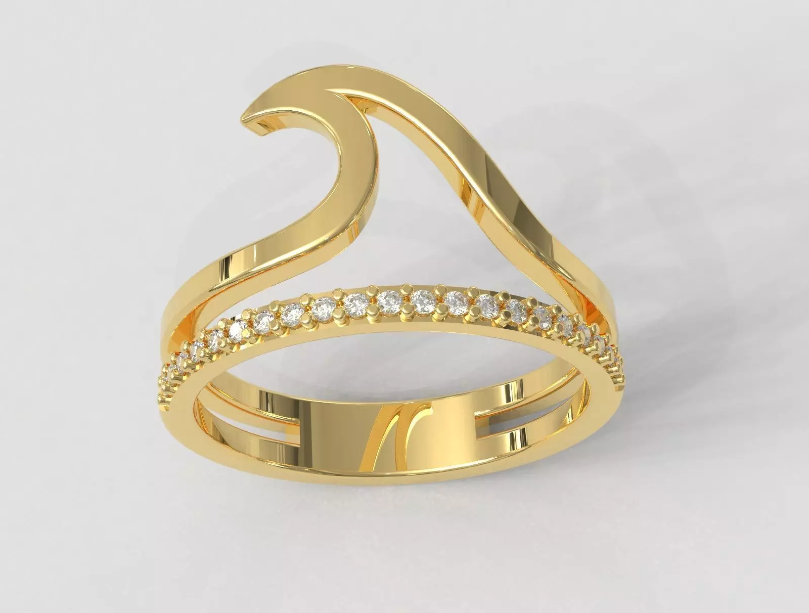 Sea Wave Ring 3D print model_0