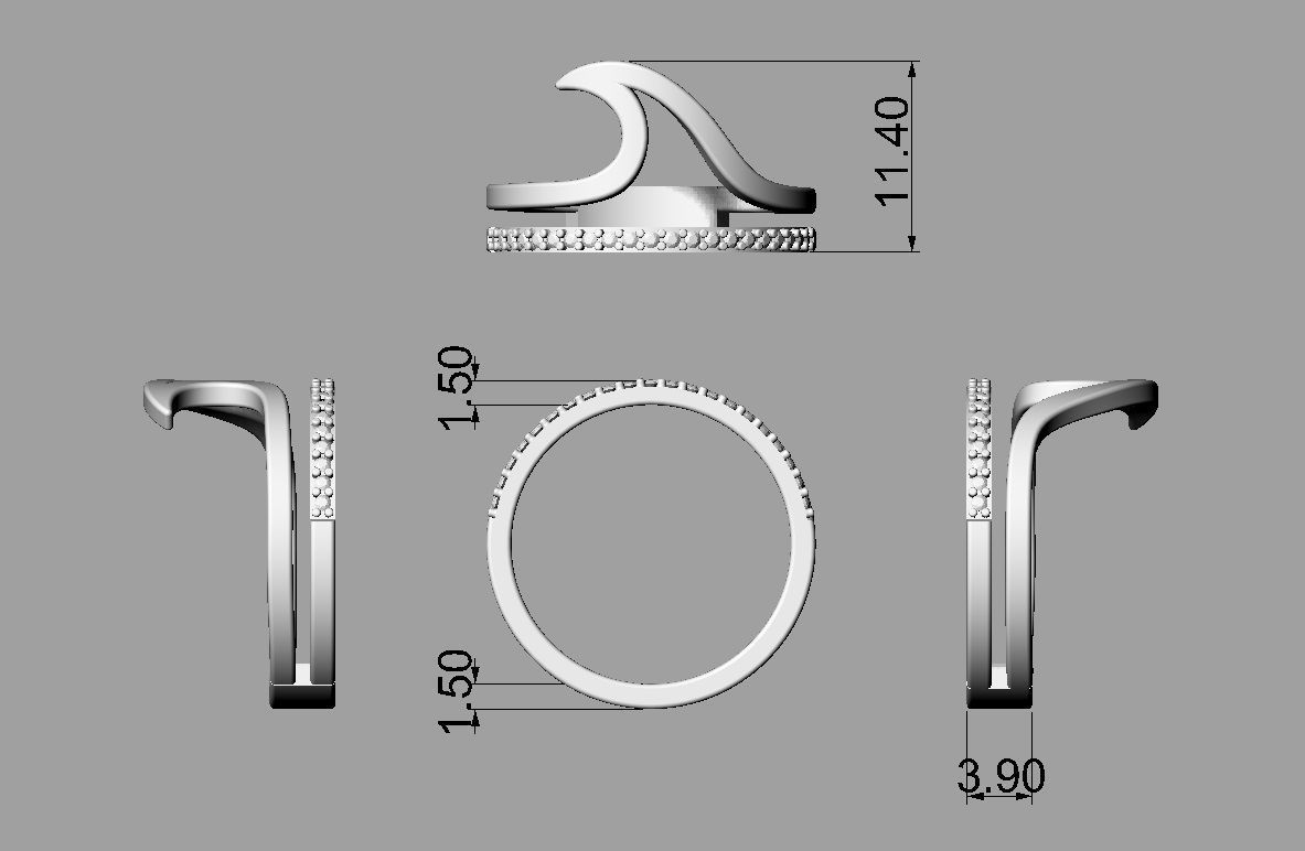 Sea Wave Ring 3D print model_4