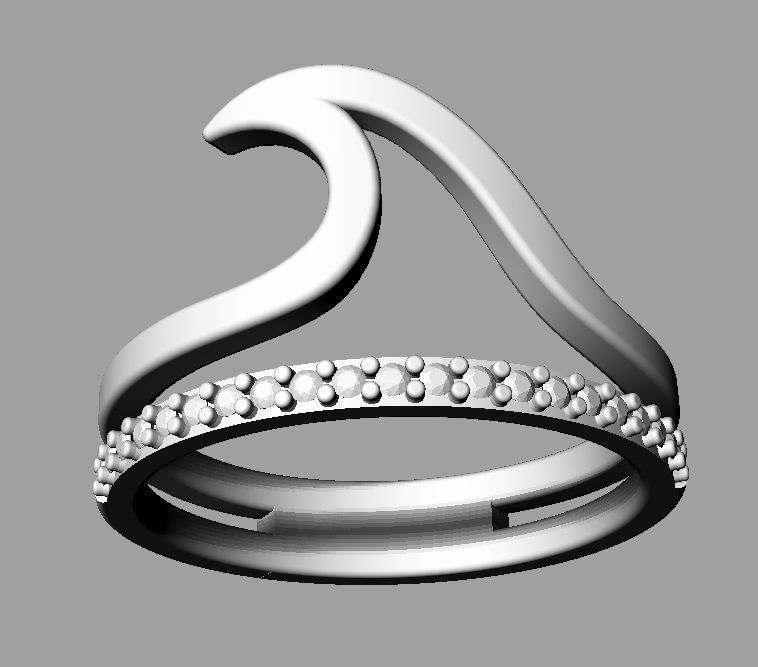 Sea Wave Ring 3D print model_12