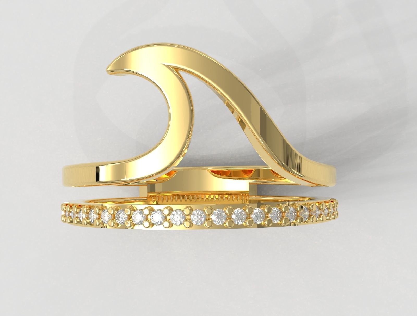 Sea Wave Ring 3D print model_3
