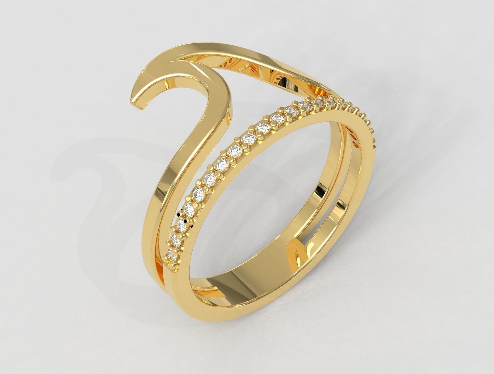 Sea Wave Ring 3D print model_2