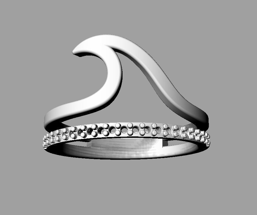 Sea Wave Ring 3D print model_8
