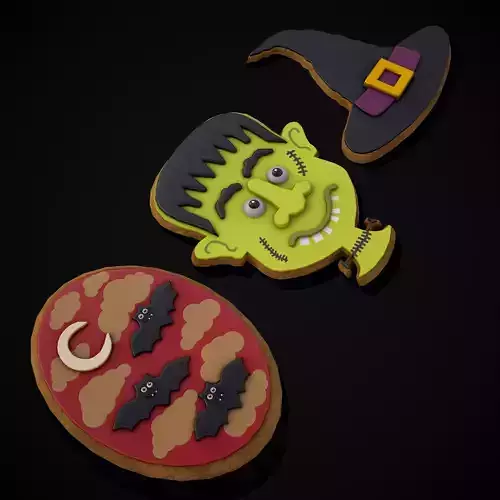 Halloween Cookies Set Two  Low-poly 3D model