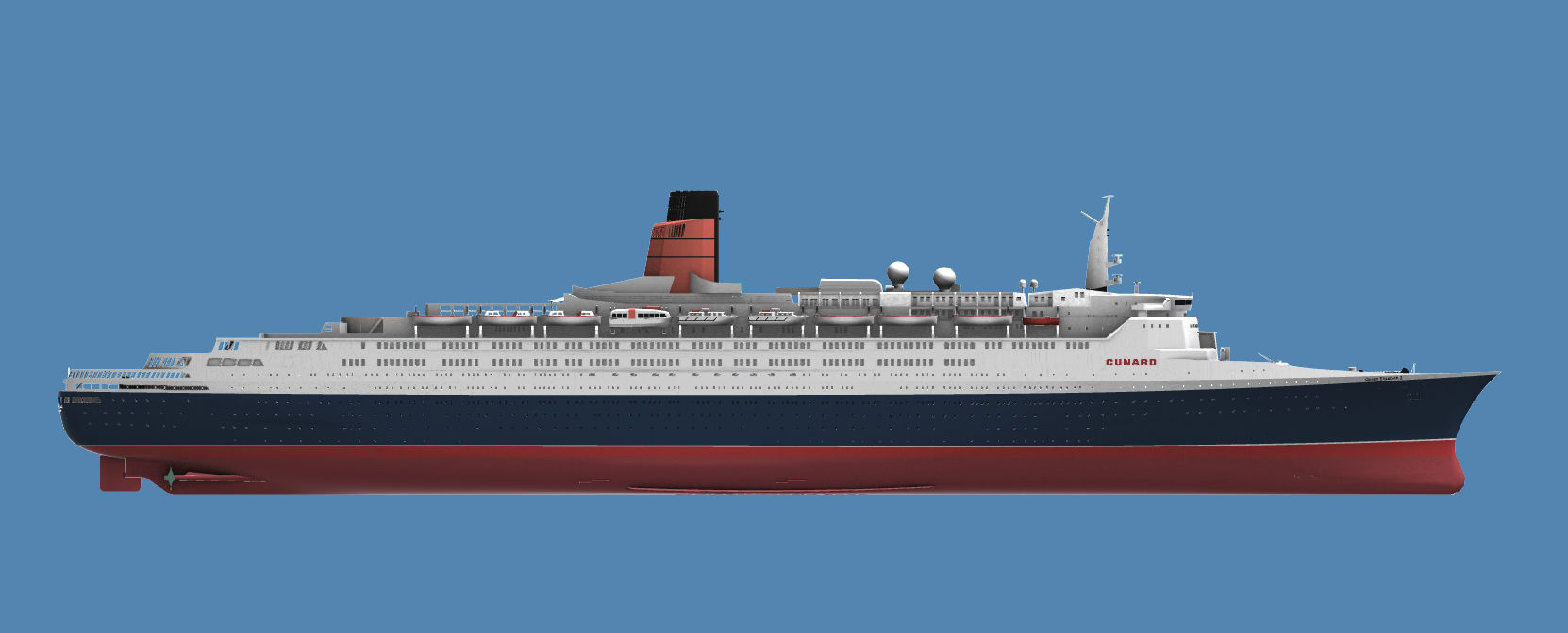 RMS Queen Elizabeth 2 QE2 ocean liner 3D print model as of 2008 3D print model_3