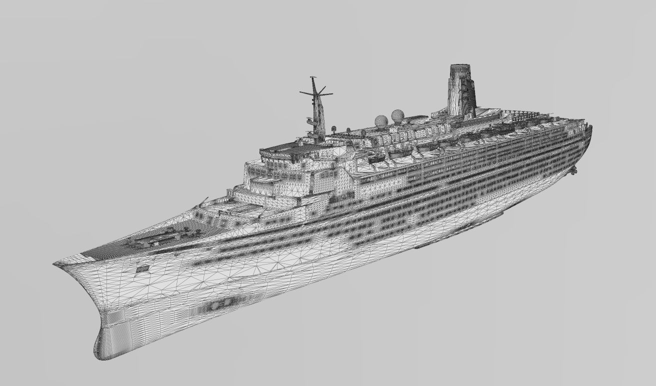 RMS Queen Elizabeth 2 QE2 ocean liner 3D print model as of 2008 3D print model_7