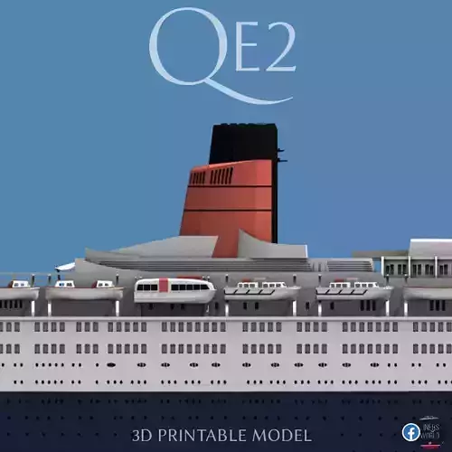 RMS Queen Elizabeth 2 QE2 ocean liner 3D print model as of 2008 3D print model