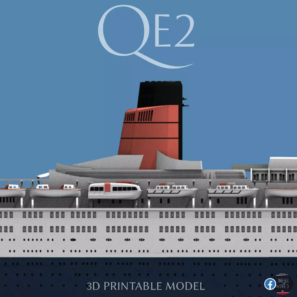 RMS Queen Elizabeth 2 QE2 ocean liner 3D print model as of 2008 3D print model_0