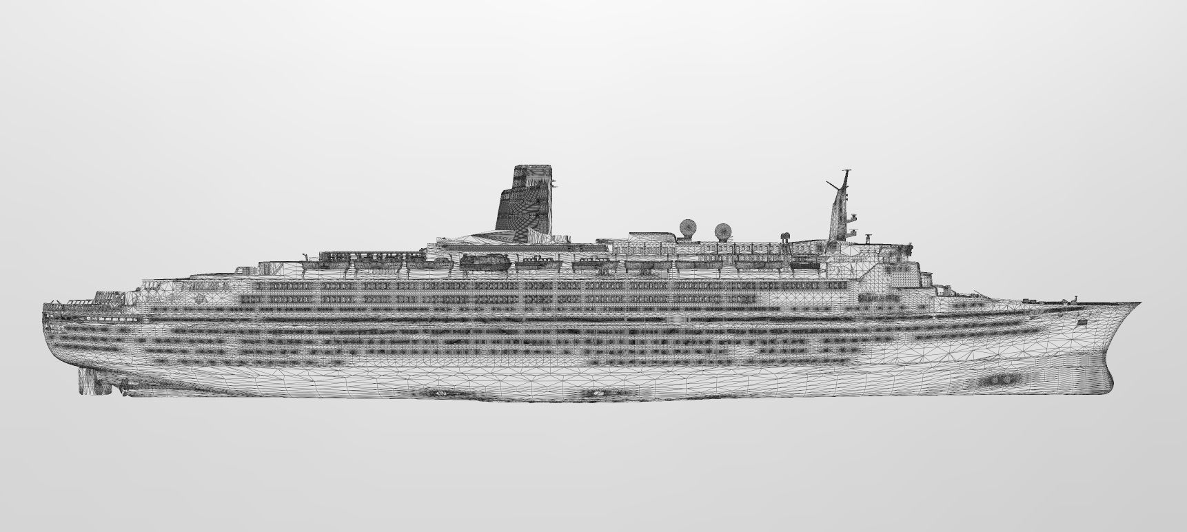 RMS Queen Elizabeth 2 QE2 ocean liner 3D print model as of 2008 3D print model_6