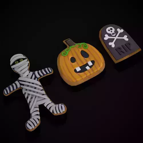 Halloween Cookies Set Three Low-poly 3D model