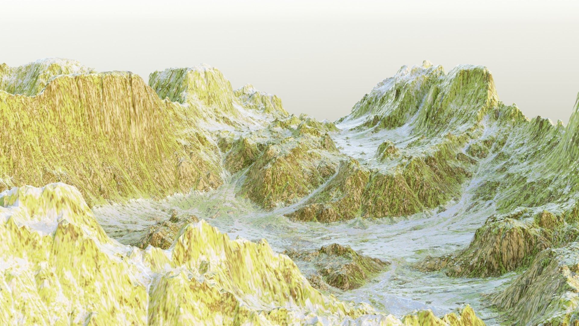 Landscape mountain range with grass and snow 3D model_6