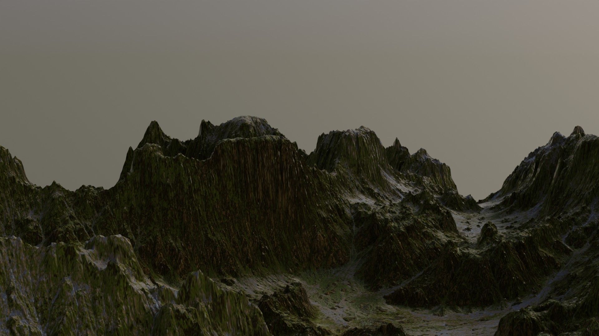 Landscape mountain range with grass and snow 3D model_3