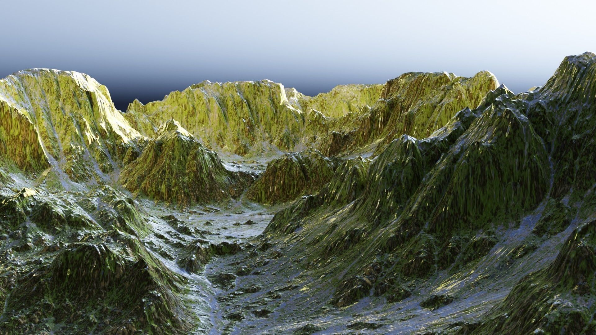 Landscape mountain range with grass and snow 3D model_5