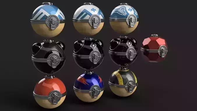 Pokemon - Assorted Hisuian Poke Ball Set - 10 Models 3D print model