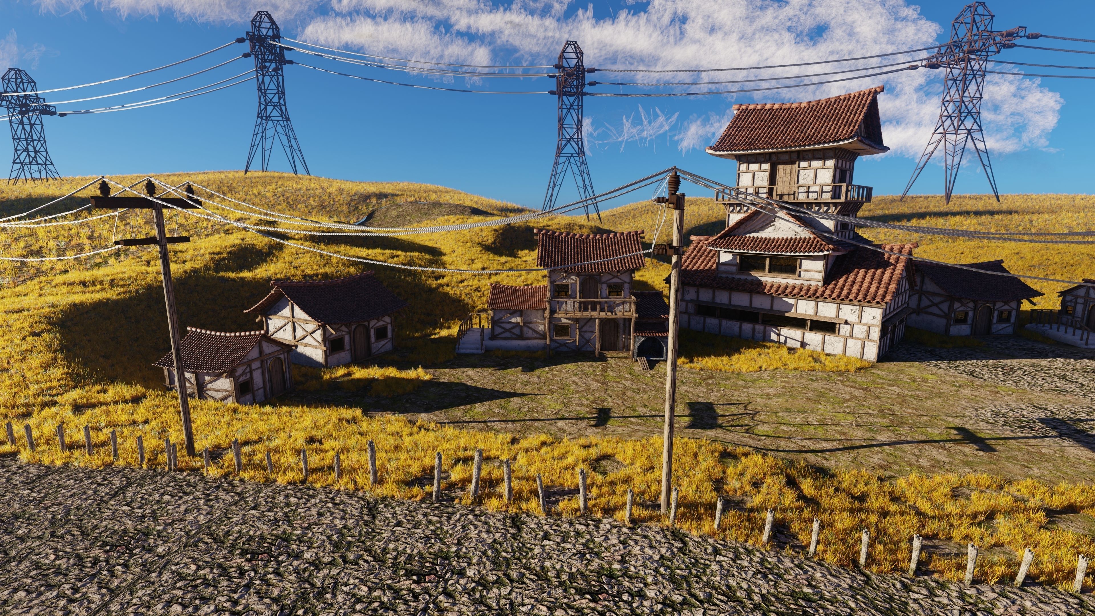 Farm Flower Field Scene 3D model_5