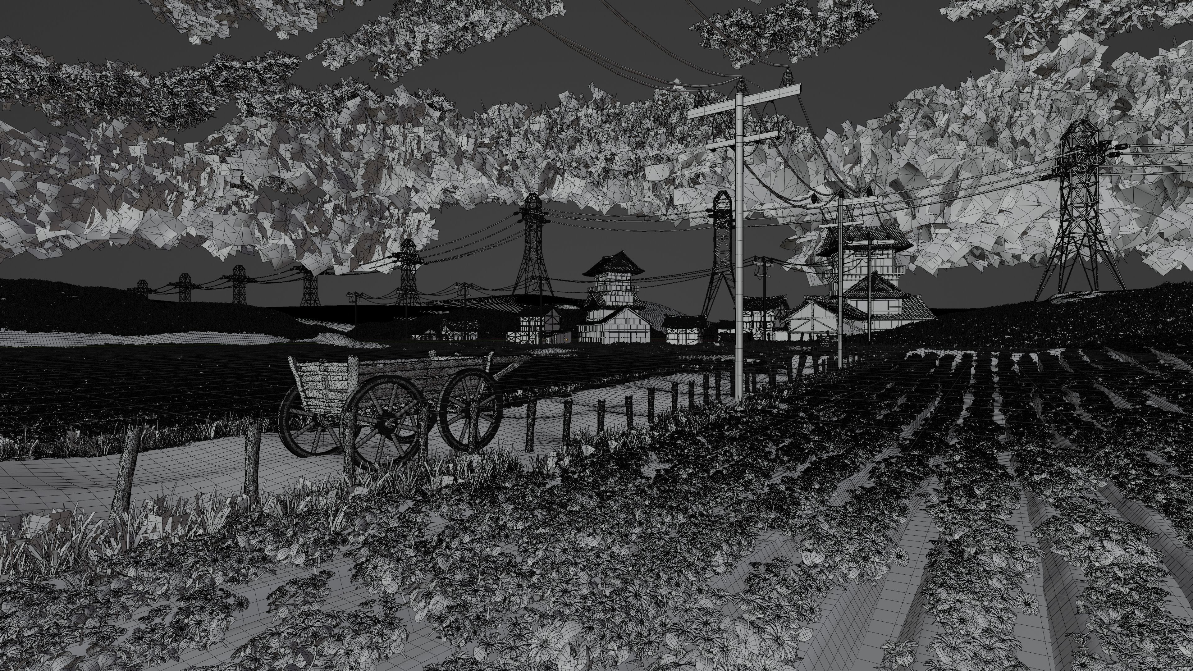 Farm Flower Field Scene 3D model_18