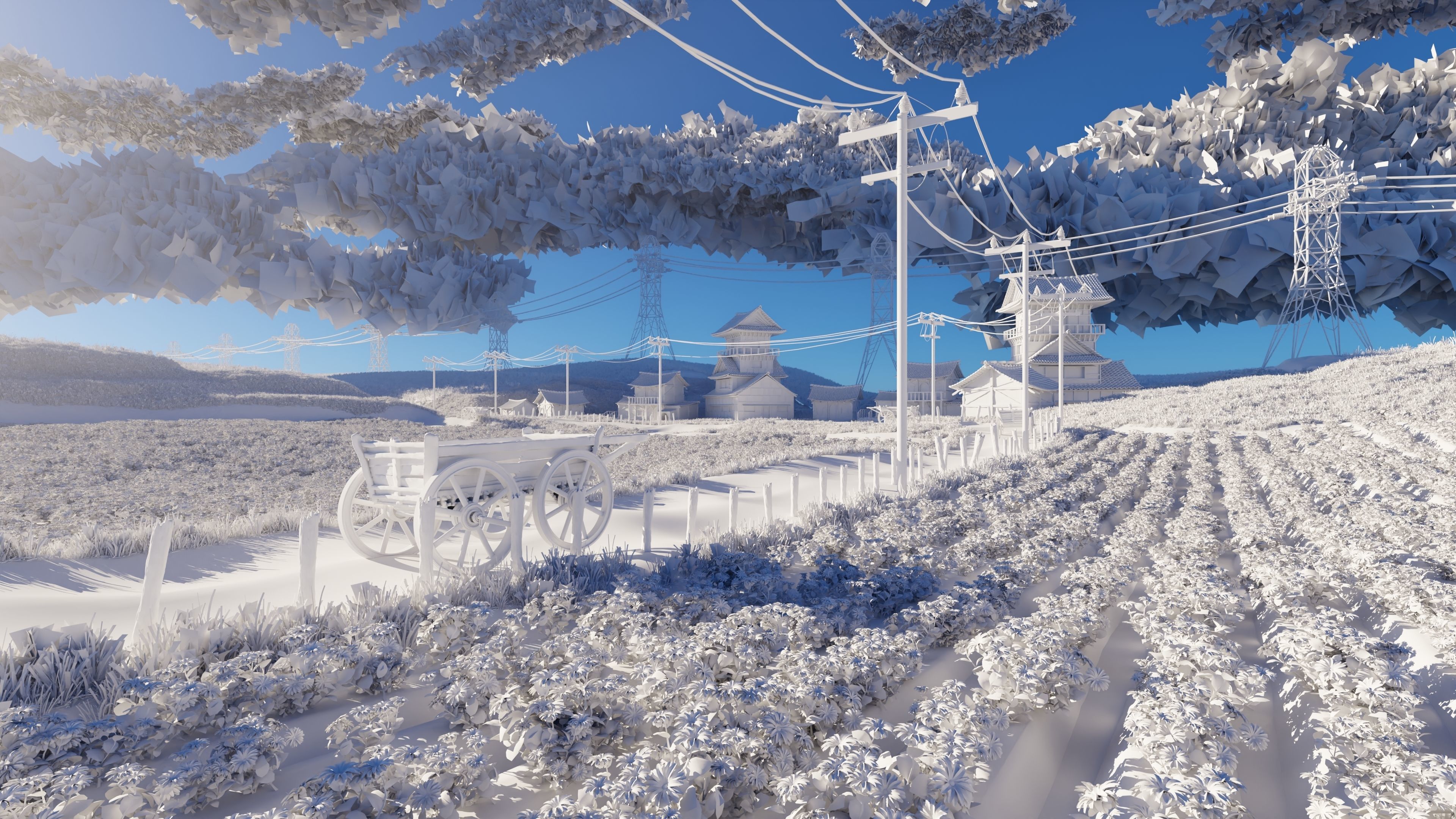 Farm Flower Field Scene 3D model_17